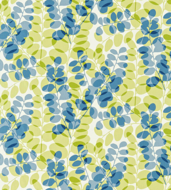 Lunaria Chalk Denim Lime Fabric by Scion