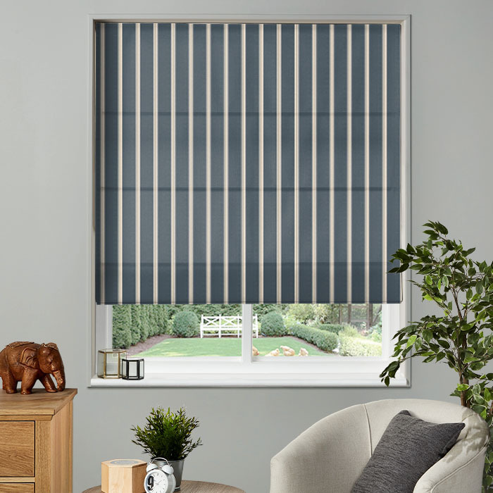 Electric Roman Blind in Rowing Stripe Midnight
