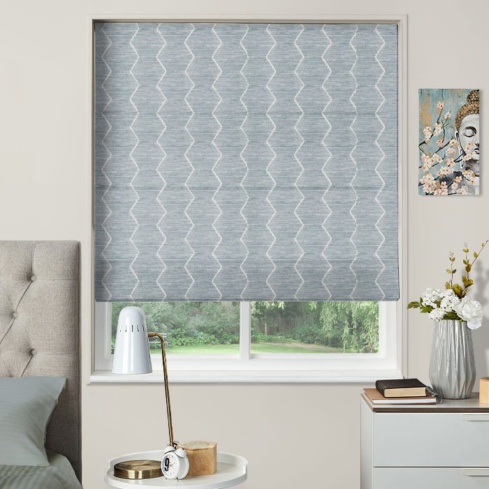 Roman Blind in Zig Zag Chambray