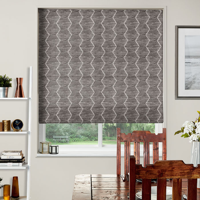 Roman Blind in Zig Zag Charcoal