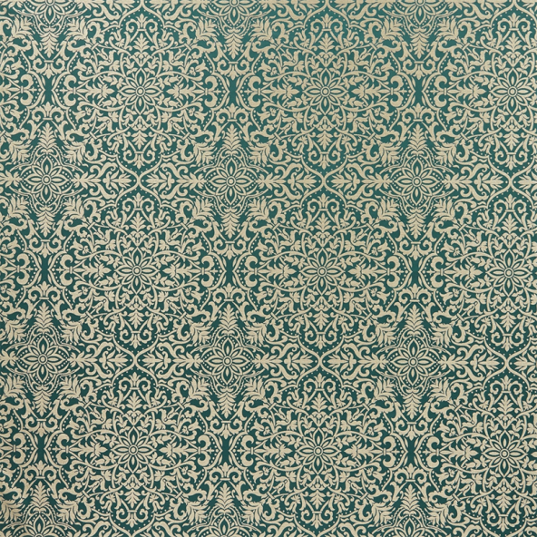 Brocade Teal Fabric Flat Image