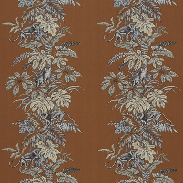 Monkeying Around Henna Fabric Flat Image