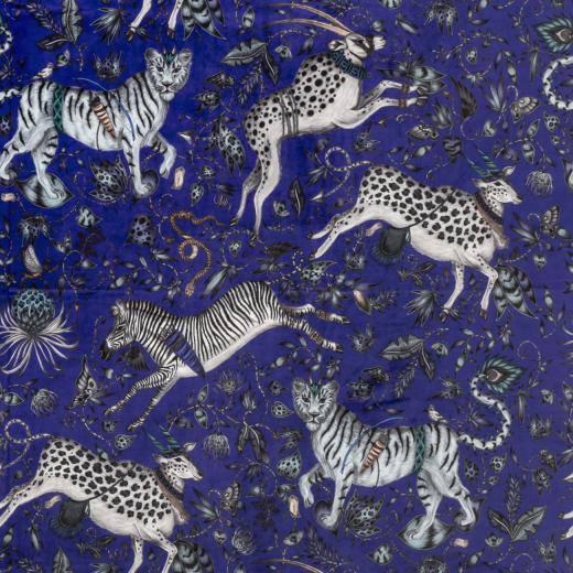 Protea Blue Velvet Fabric Protea Blue Velvet Fabric