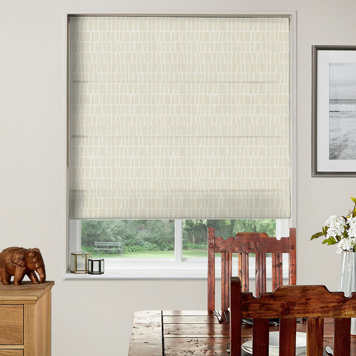 Roman Blind in Block Work Ivory