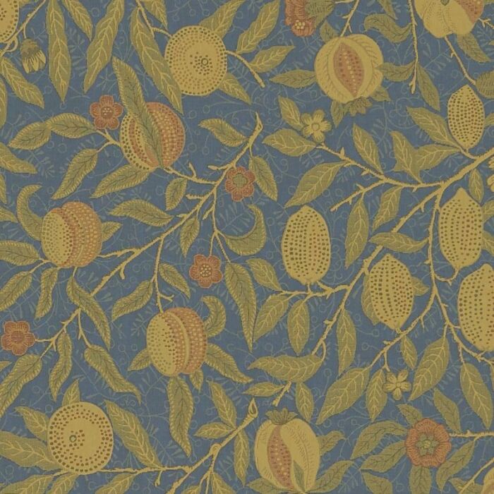Fruit Weave Blue/Thyme Fabric by Morris & Co