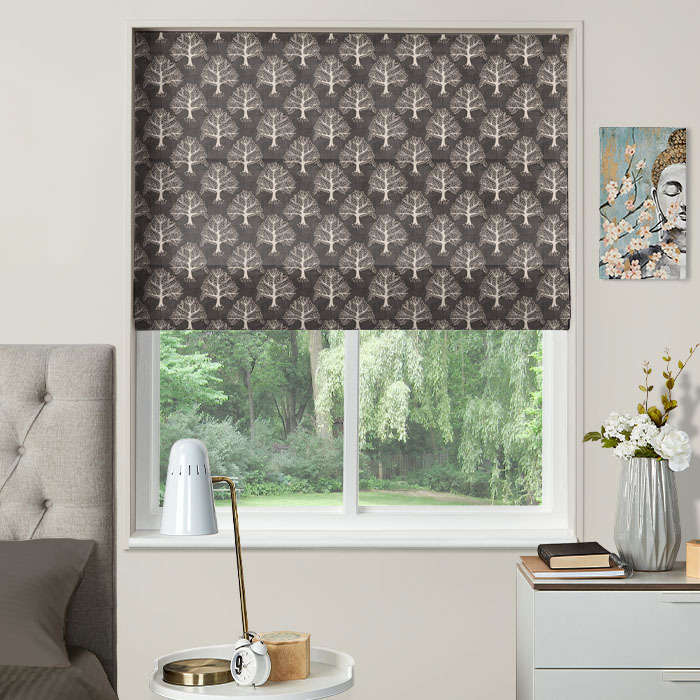 Electric Roman Blind in Great Oak Ebony