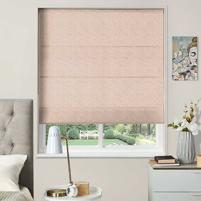Roman Blind in Linear Leaf Blush
