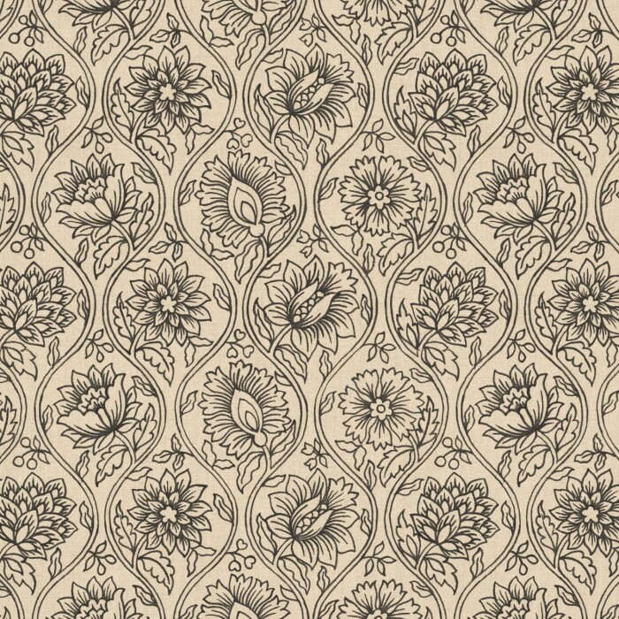 Lotus Charcoal Fabric by The Pure Edit