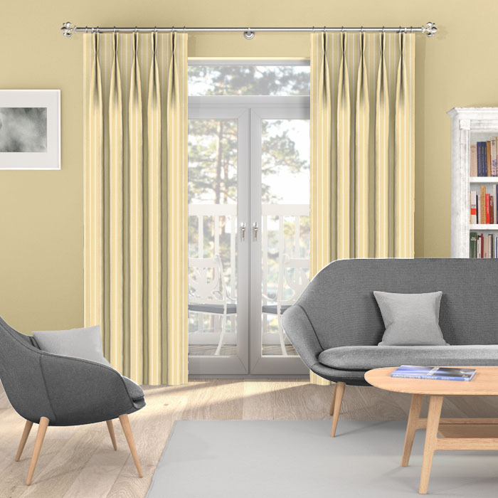 Pencil Stripe Ochre Curtains
