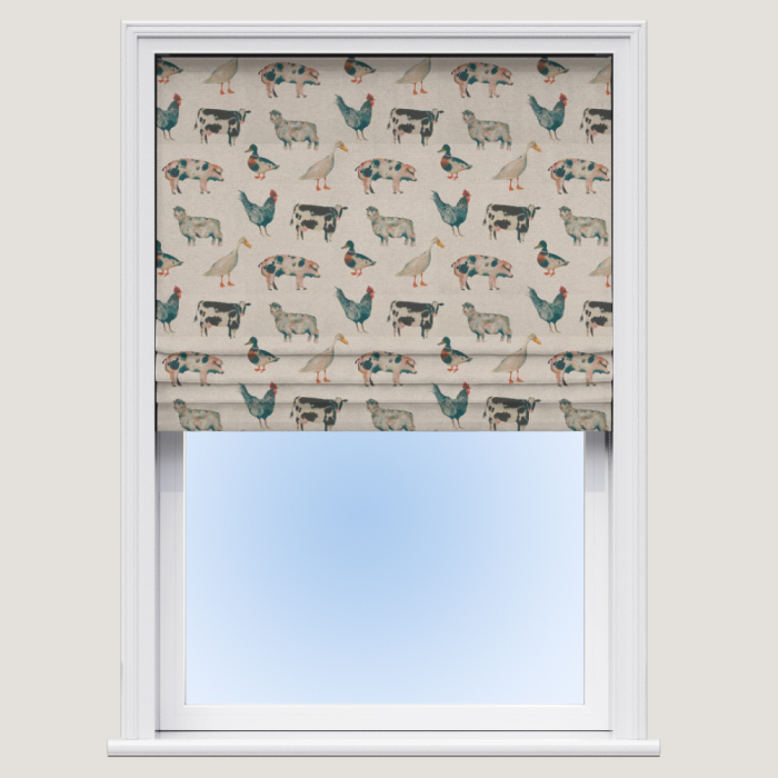 On The Farm Linen Roman Blind