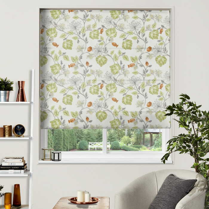 Electric Roman Blind in Parchment Fern