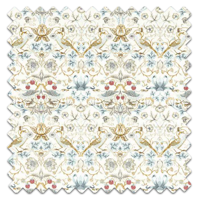 Swatch of Strawberry Thief Embroidery Denim