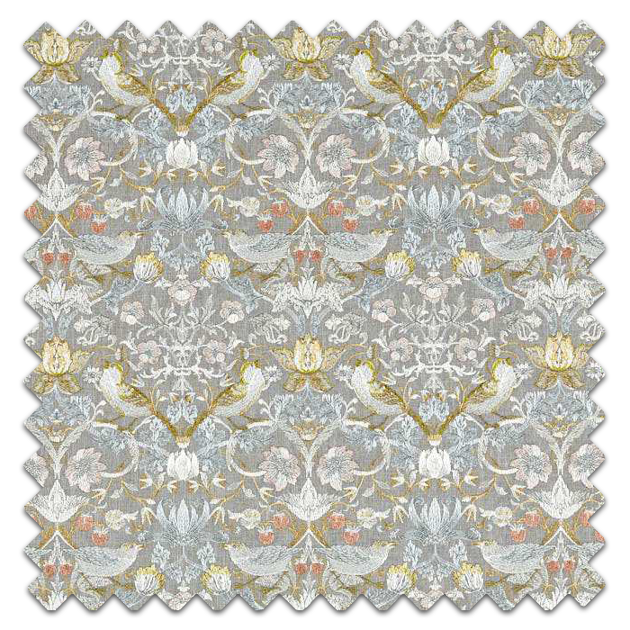 Swatch of Strawberry Thief Embroidery Slate Blush