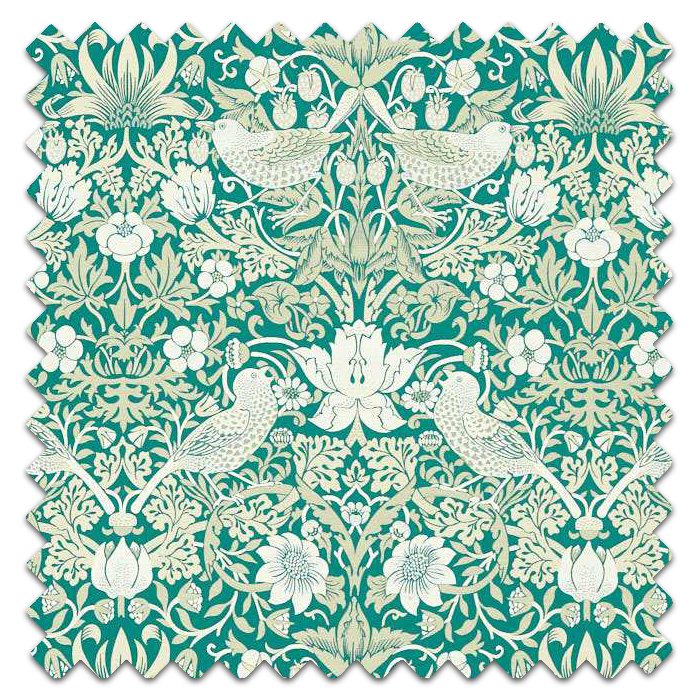 Swatch of Strawberry Thief Jacquard Teal