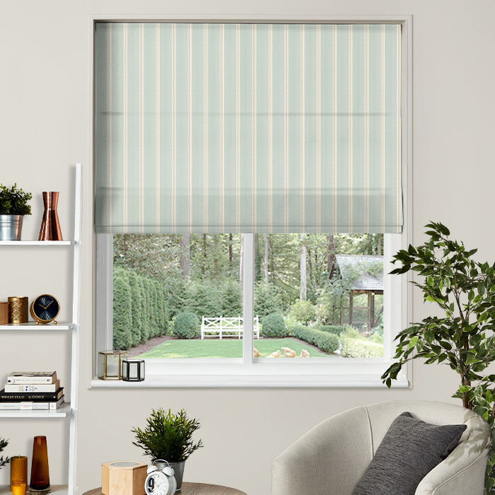 Electric Roman Blind in Rowing Stripe Duckegg