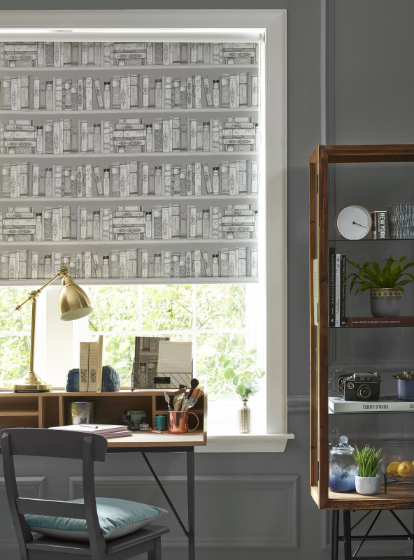 Voyage Maison Library Books Antique Blackout Roller Blind Clone