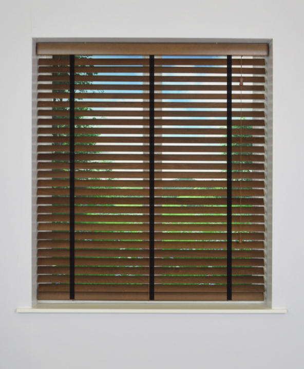 Walnut Wooden Venetian Blind With Ebony Tape