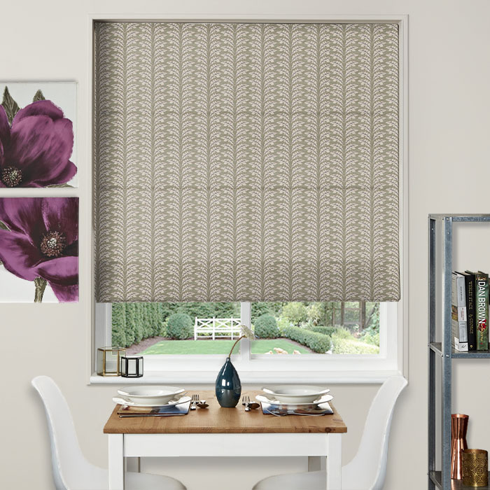 Electric Roman Blind in Woodcote Sage
