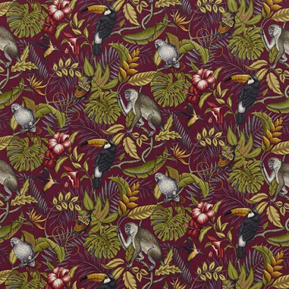 Rainforest Cranberry Fabric Flat Image