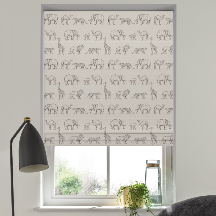 Roman Blind in Prairie Animals Anthracite