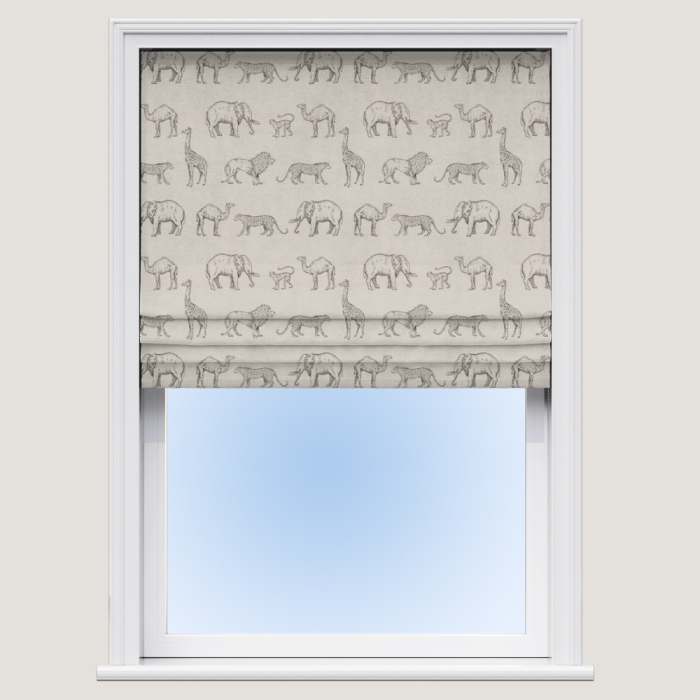 Prairie Animals Anthracite Roman Blind