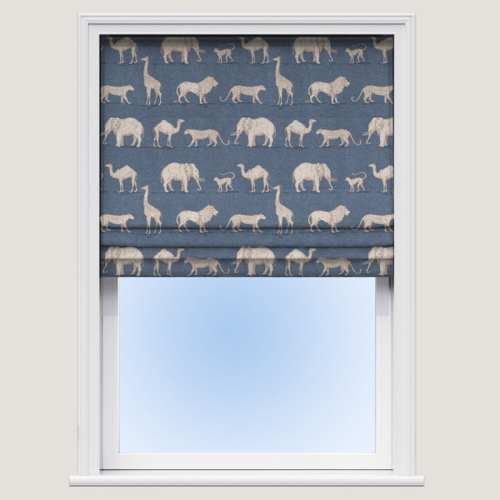 Made To Measure Roman Blind in Prairie Animals Denim