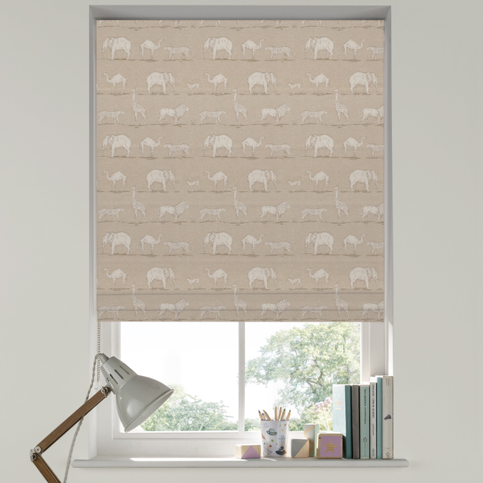 Roman Blind in Prairie Animals Linen