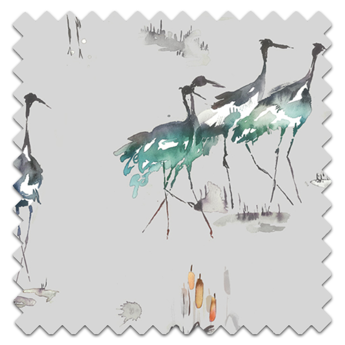 Roman Blinds Cranes Cobalt Fabric Sample