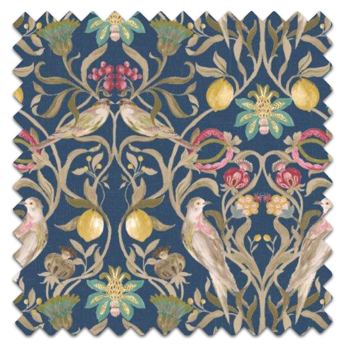 Song Bird Navy Roman Blind Fabric Sample