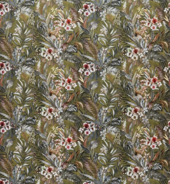 Kew Olive Fabric by Ashley Wilde