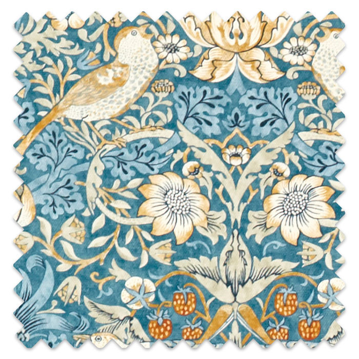 Swatch of Strawberry Thief Denim Spice