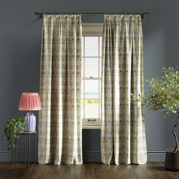 Curtains in Strawberry Thief Linen Plum