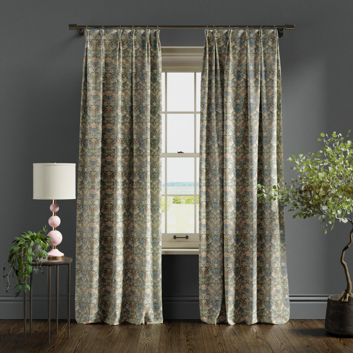 Curtains in Strawberry Thief Slate Blush