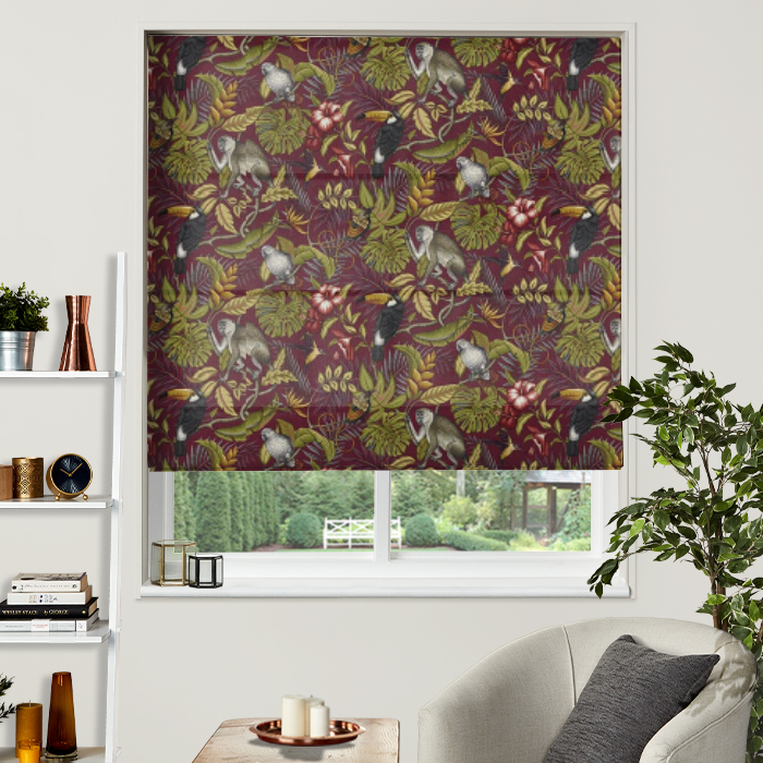 Electric Roman Blind Rainforest Cranberry