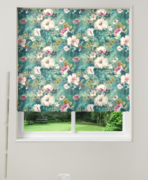 Rugosa Kingfisher Electric Roman Blind