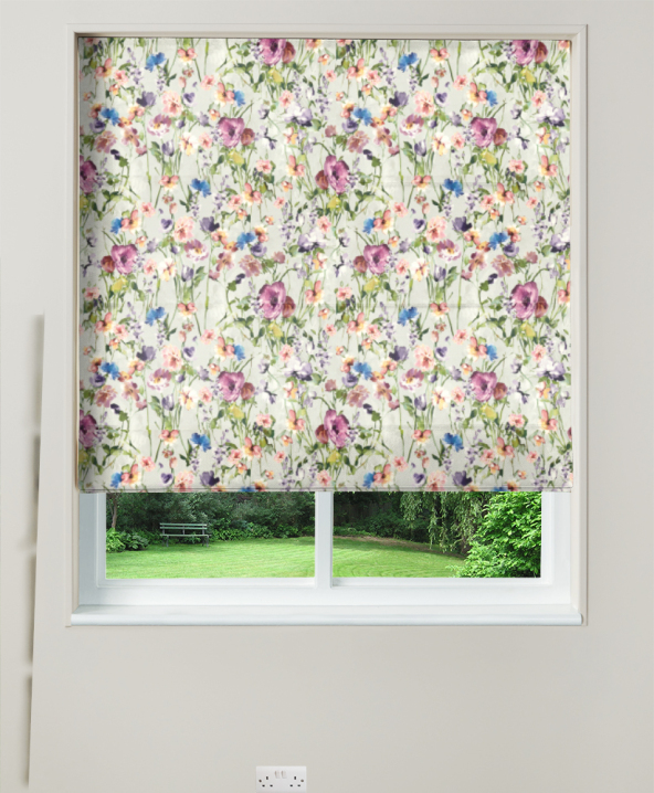 Electric Roman Blind Wild Meadow Damson