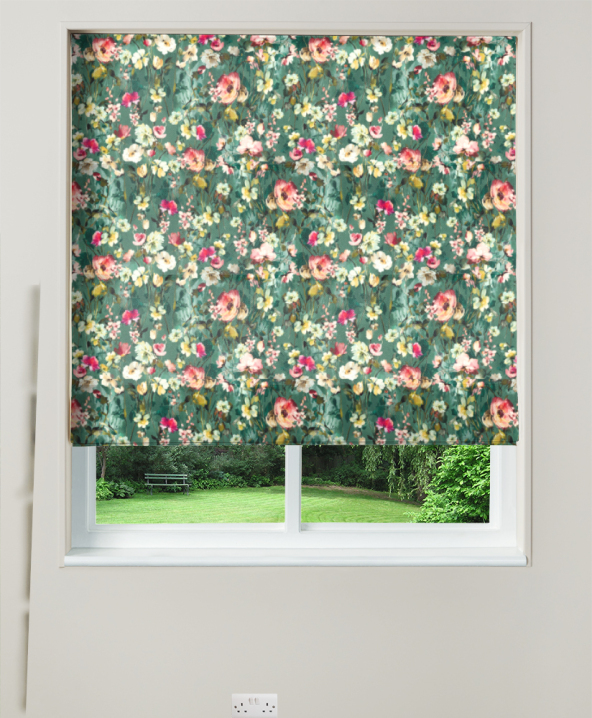 Electric Roman Blind Wild Meadow Mineral Velvet