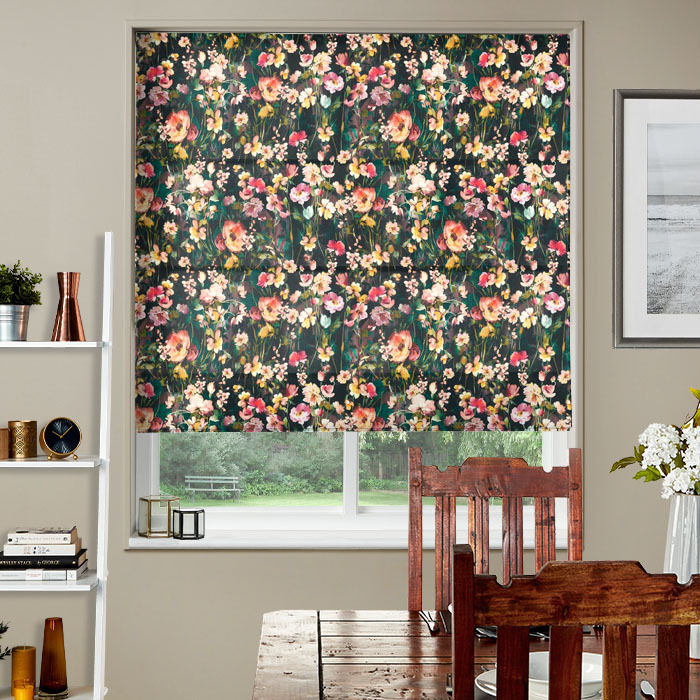 Roman Blind in Wild Meadow Noir Velvet