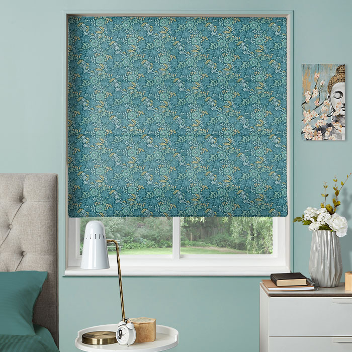 MotionBlind Roman Blind in Mallow Teal by Clarke And Clarke