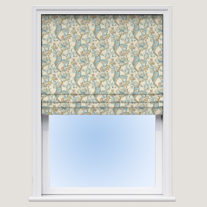 Golden Lily Linen Teal Roman Blind