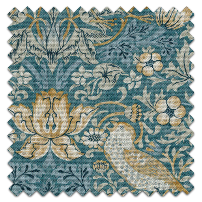 Swatch of Strawberry Thief Denim Spice