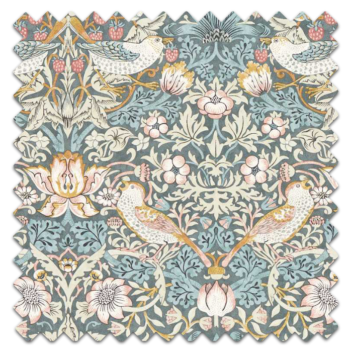 Roman Blinds Strawberry Thief Slate Blush fabric Sample