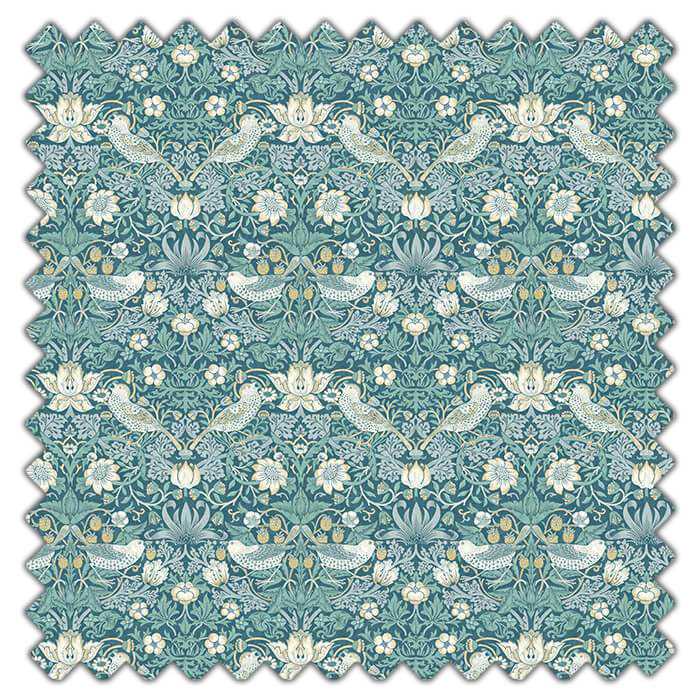 Swatch of Strawberry Thief Teal by Clarke And Clarke