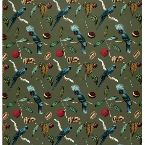 Cockatoo Olive Fabric by Ashley Wilde