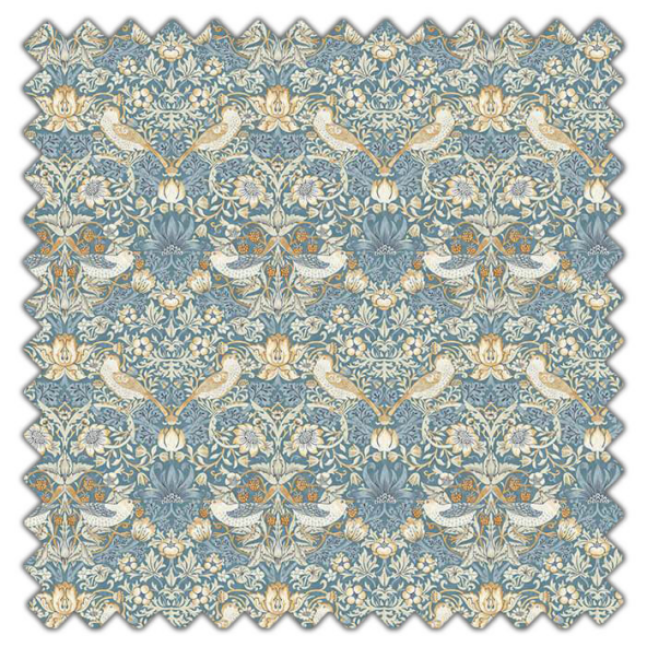 Swatch of Strawberry Thief Denim Spice