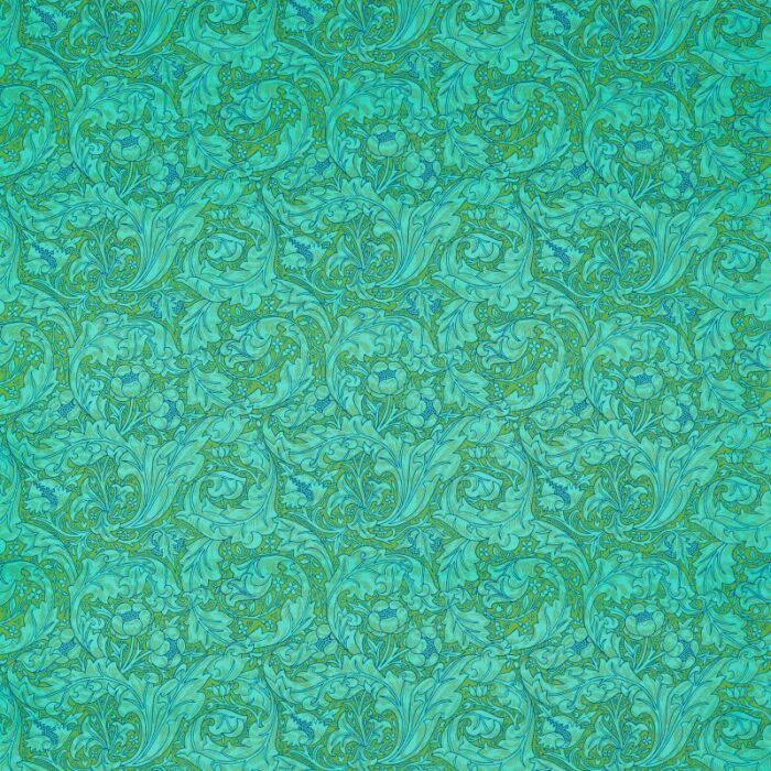Bachelors Button Olive/Turquoise Fabric by Morris & Co