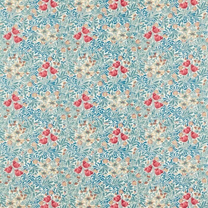 Bower Barbed Berry/Indigo Fabric by Morris & Co