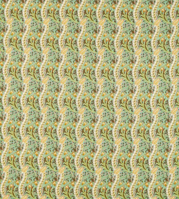 Daffodil Cove Blue/Chocolate Fabric by Morris & Co