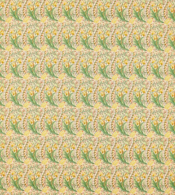 Daffodil Pink/Leaf Green Fabric by Morris & Co