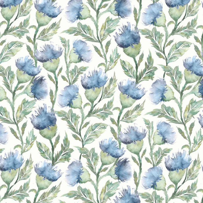 Ettrick Bluebell Cream Fabric by Voyage